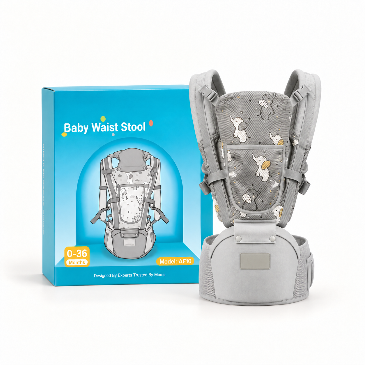 Baby Carrier with Hip Seat for 0-12 months 12-36 Months Newborn Hip Stool Windproof Hood, Multi-Storage Design, Ergonomic & Comfortable for Infant AF10
