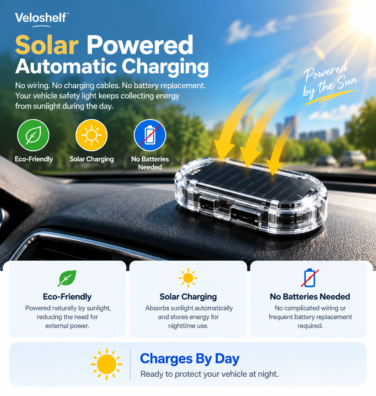 [Copy]🚗 Veloshelf™ Solar Smart Car Warning Light – Wireless LED Security Indicator with Auto Light Sensor for Vehicle Protection