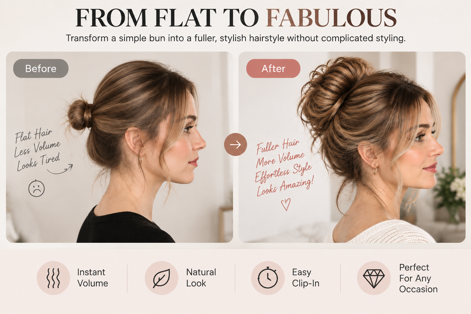 🏆 Last Day Special Price $17.99 ! 🔥✨ Create a Chic Messy Bun in Seconds 💖