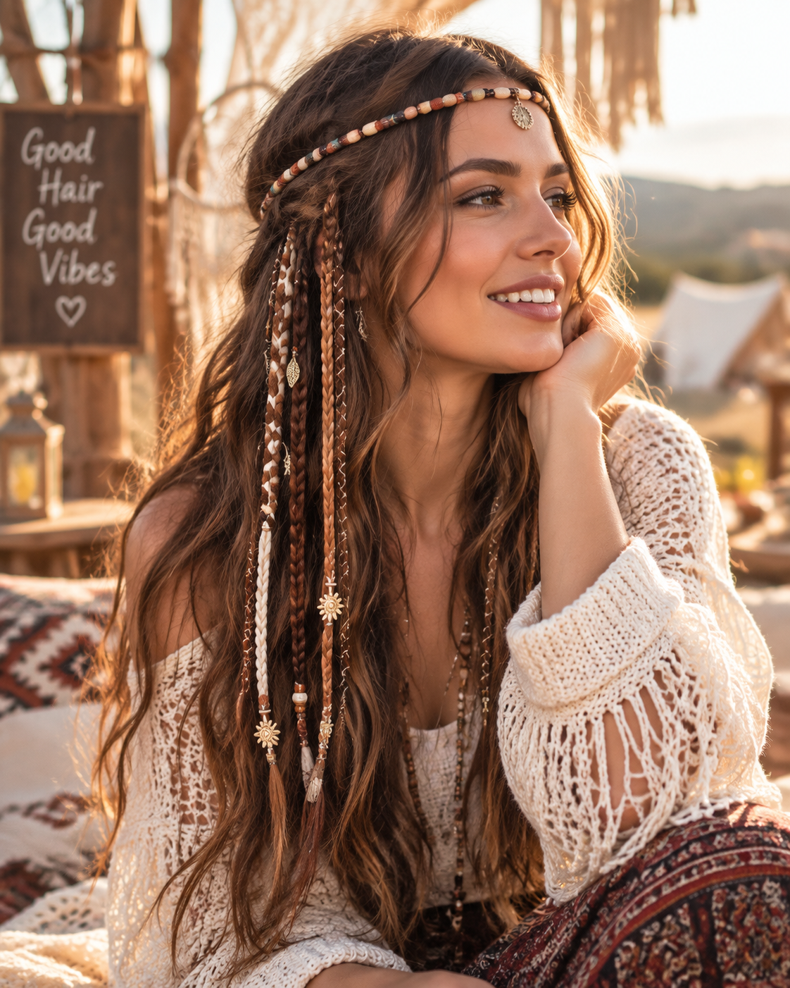 [Copy]🌿 Boho Beaded Clip-In Braids – Effortless Festival & Everyday Hair Transformation