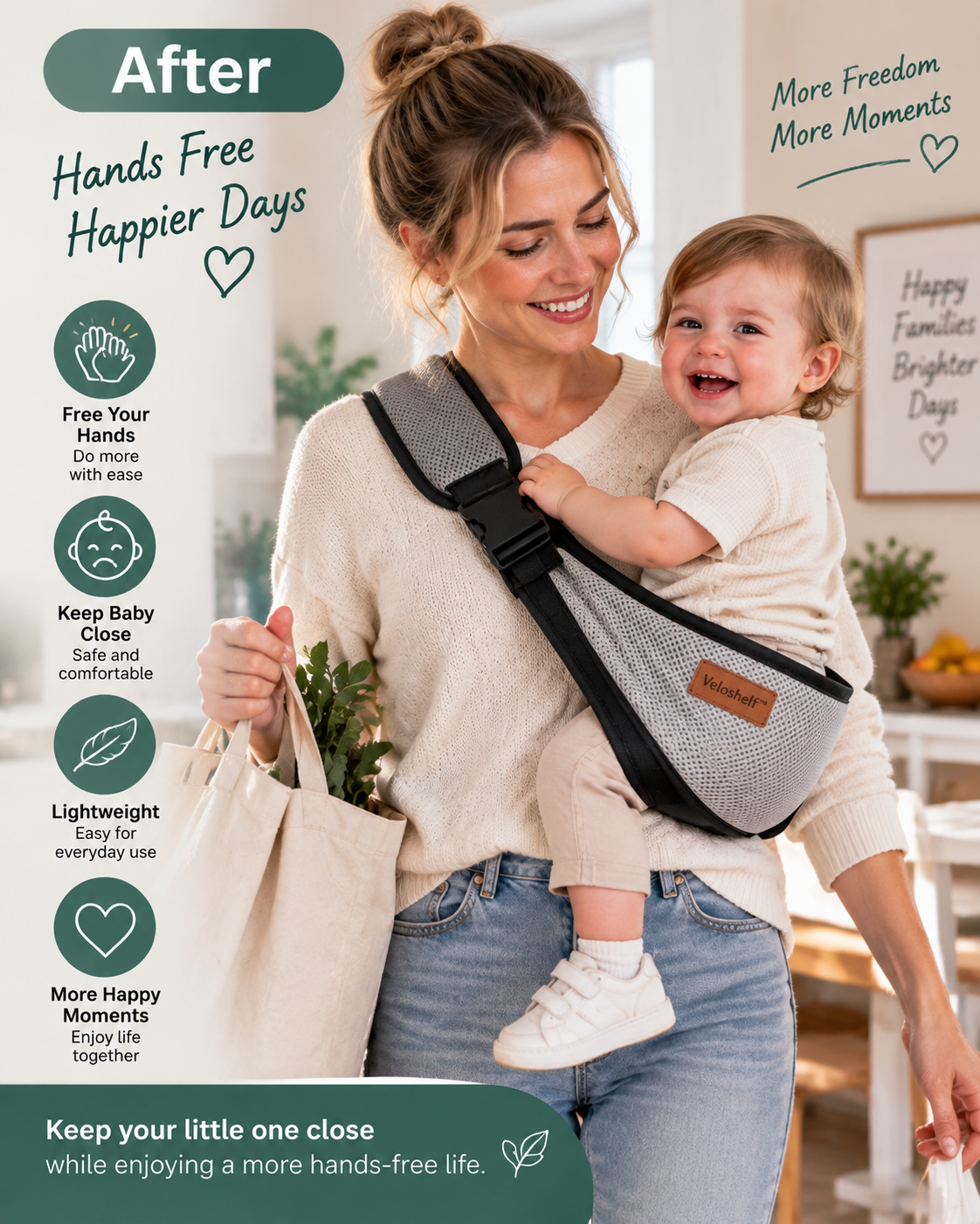 Adjustable Breathable Mesh Single-Shoulder Baby Carrier – Lightweight Hands-Free Strap
