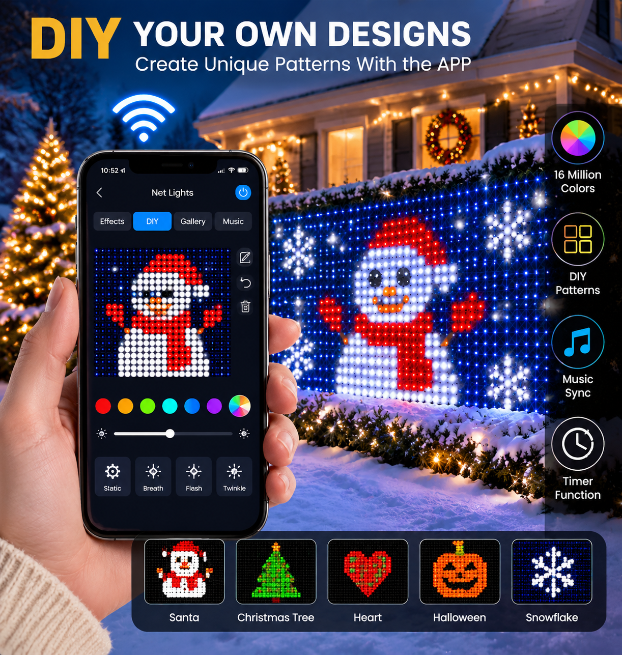 ✨⭐600 LEDs Smart RGBIC Mesh Net Lights with App & Remote Control ⭐✨