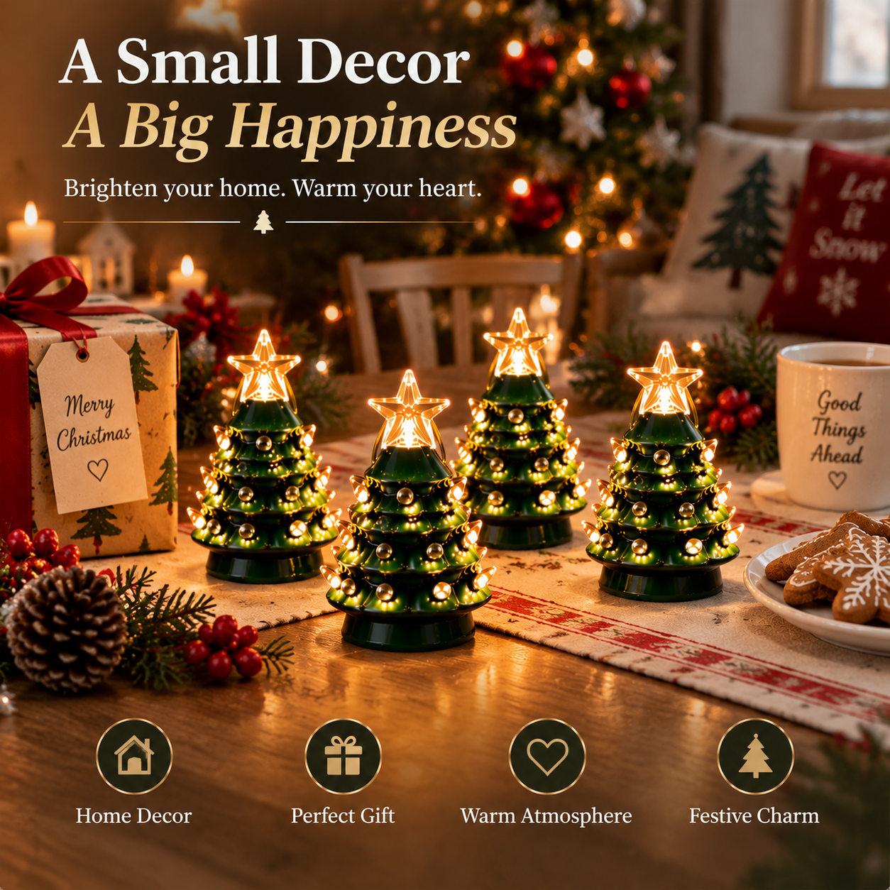 Christmas Mini Nostalgic Tree Ornaments Set (4 Pieces) 🎄