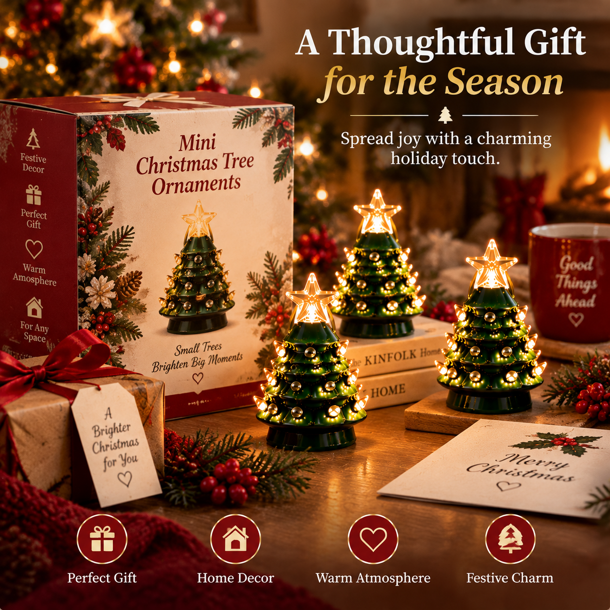 Christmas Mini Nostalgic Tree Ornaments Set (4 Pieces) 🎄