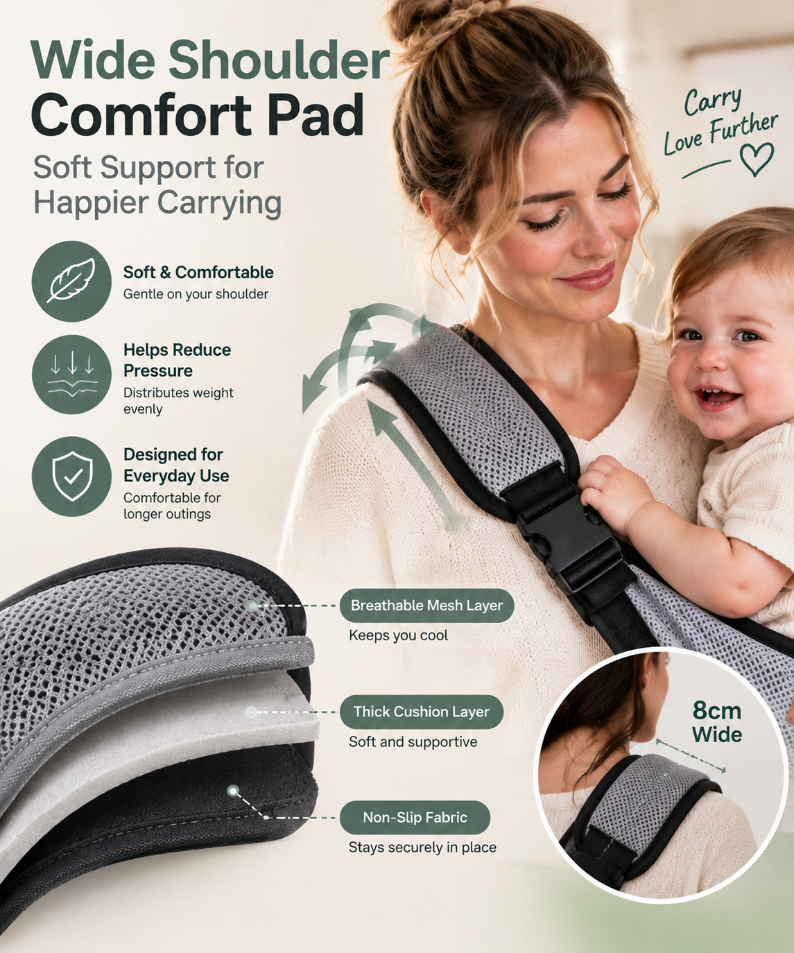 Adjustable Breathable Mesh Single-Shoulder Baby Carrier – Lightweight Hands-Free Strap