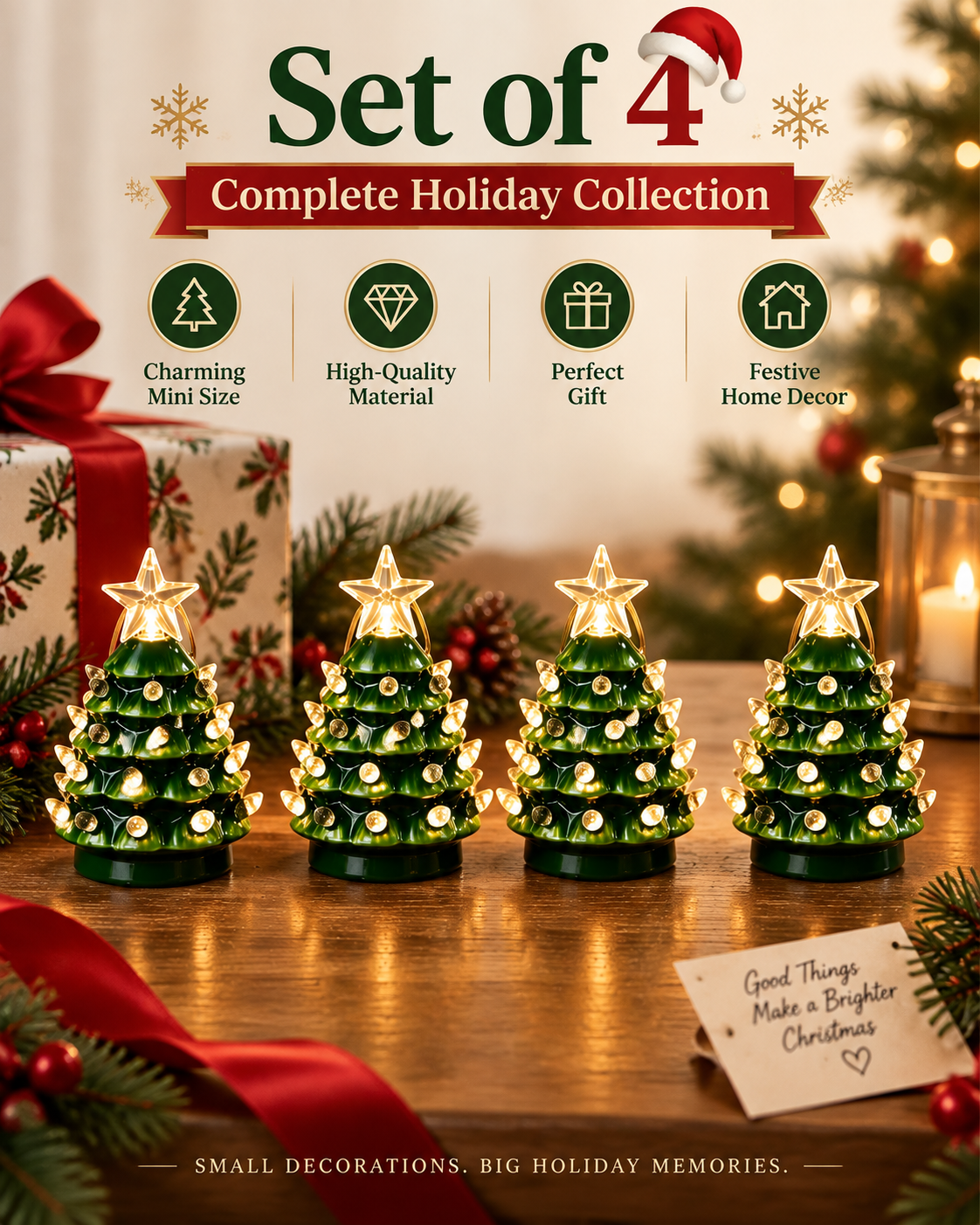 Christmas Mini Nostalgic Tree Ornaments Set (4 Pieces) 🎄
