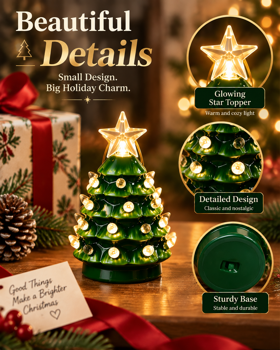 Christmas Mini Nostalgic Tree Ornaments Set (4 Pieces) 🎄