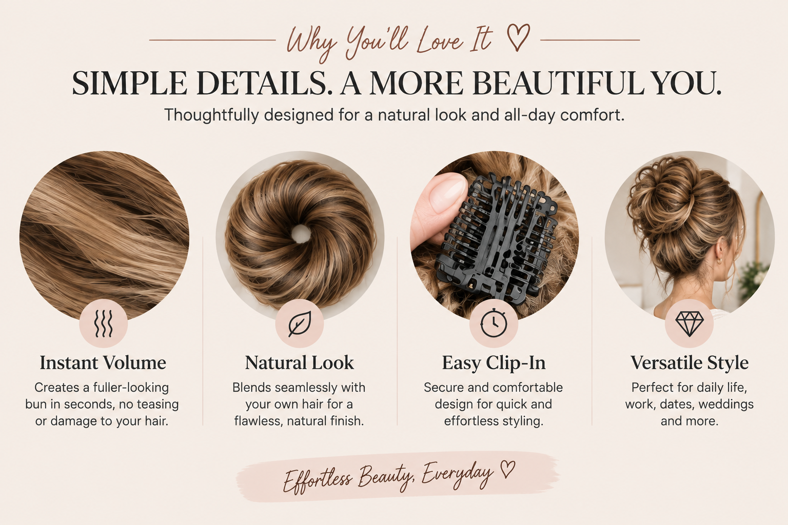 🏆 Last Day Special Price $17.99 ! 🔥✨ Create a Chic Messy Bun in Seconds 💖