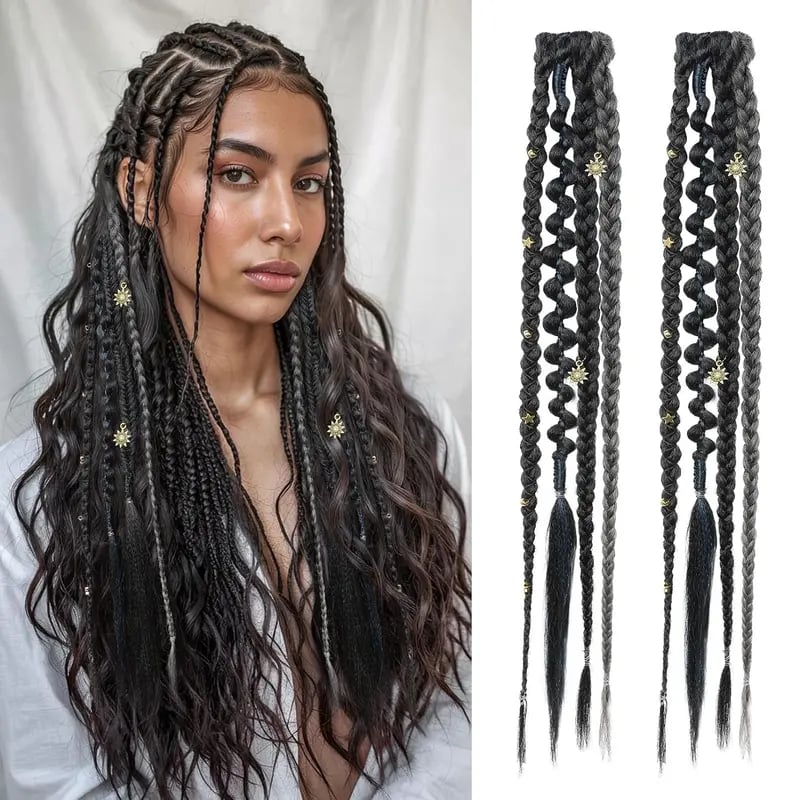 [Copy]🌿 Boho Beaded Clip-In Braids – Effortless Festival & Everyday Hair Transformation