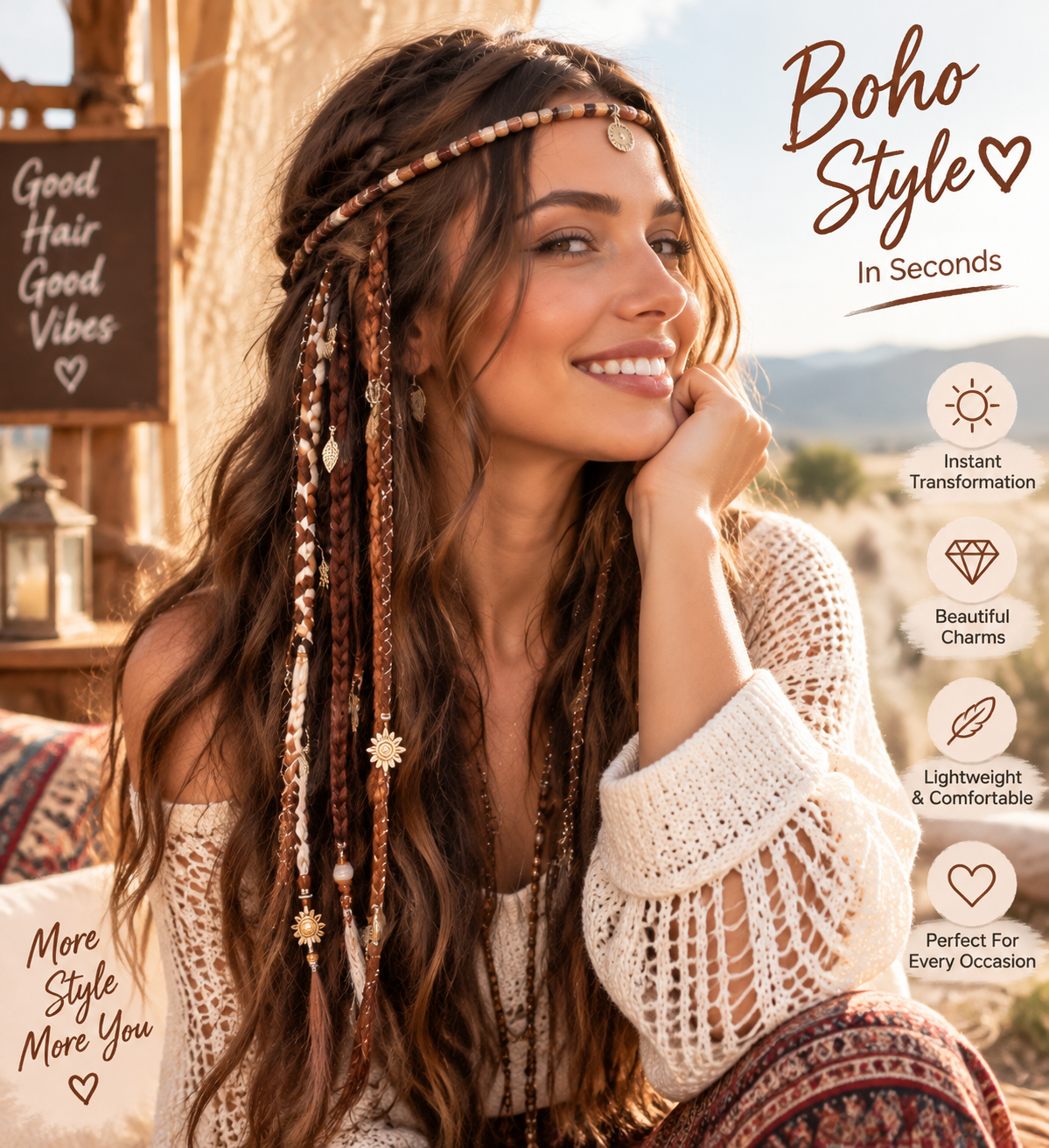 [Copy]🌿 Boho Beaded Clip-In Braids – Effortless Festival & Everyday Hair Transformation
