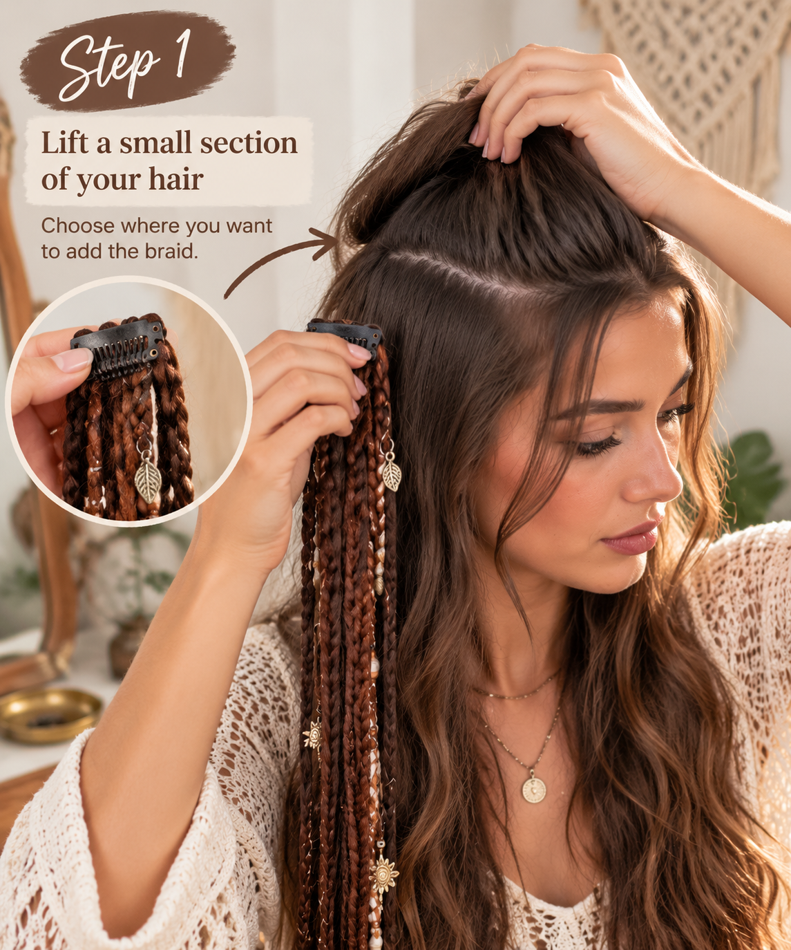 [Copy]🌿 Boho Beaded Clip-In Braids – Effortless Festival & Everyday Hair Transformation