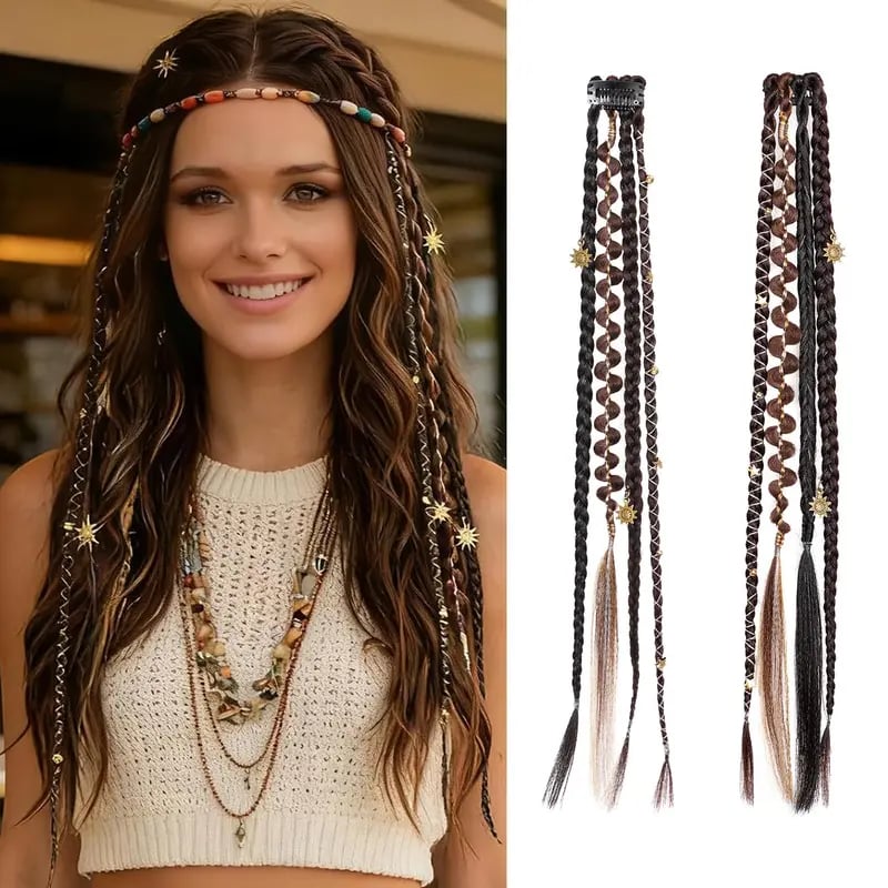 [Copy]🌿 Boho Beaded Clip-In Braids – Effortless Festival & Everyday Hair Transformation