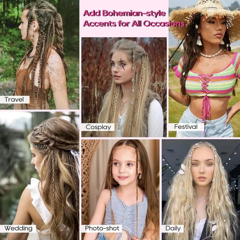 [Copy]🌿 Boho Beaded Clip-In Braids – Effortless Festival & Everyday Hair Transformation
