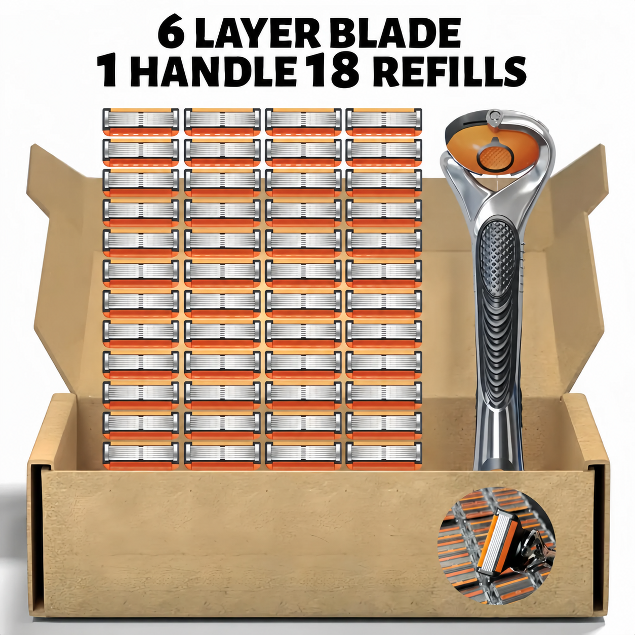 Cartivoe™ 6-Blade Razor Refill Kit for Men – Choose 24, 48 or Handle Bundle 🪒