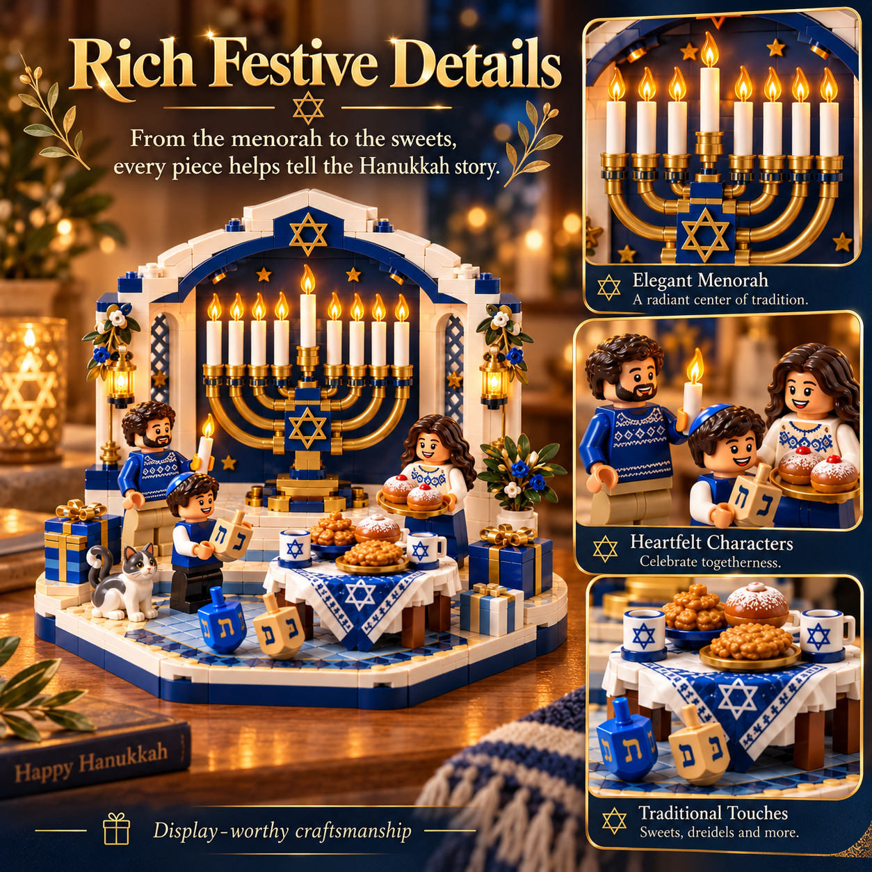 🕎✨  Hanukkah Family Light Building Block Display Set