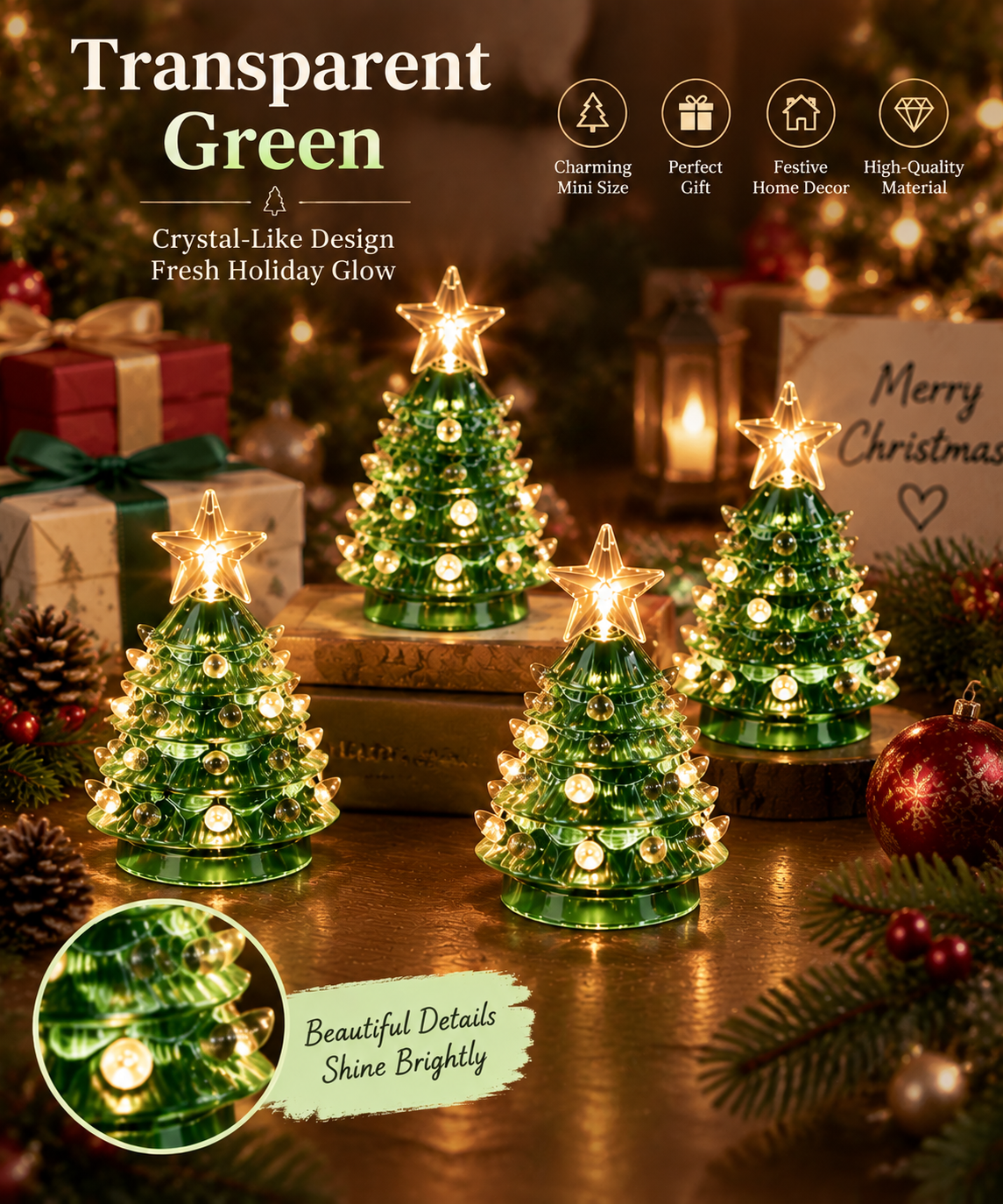 Christmas Mini Nostalgic Tree Ornaments Set (4 Pieces) 🎄