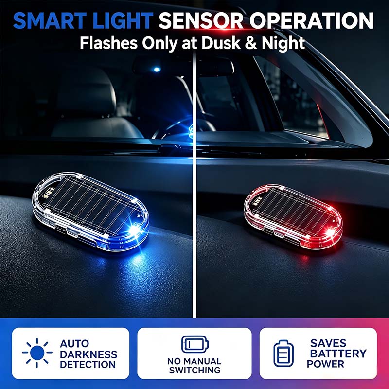 🚗 Cartivoe™ Solar Smart Car Warning Light – Wireless LED Security Indicator with Auto Light Sensor for Vehicle Protection