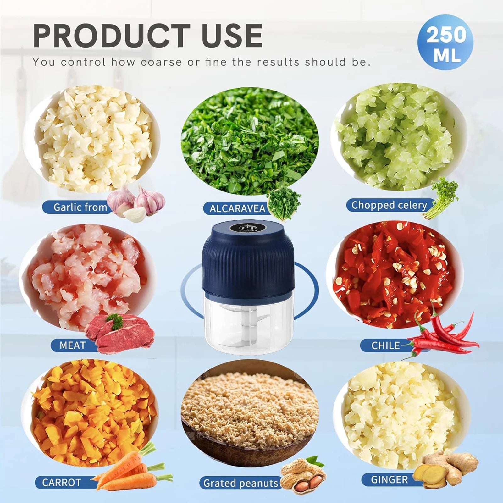 Electric Mini Garlic Chopper 250 ml USB Rechargeable
