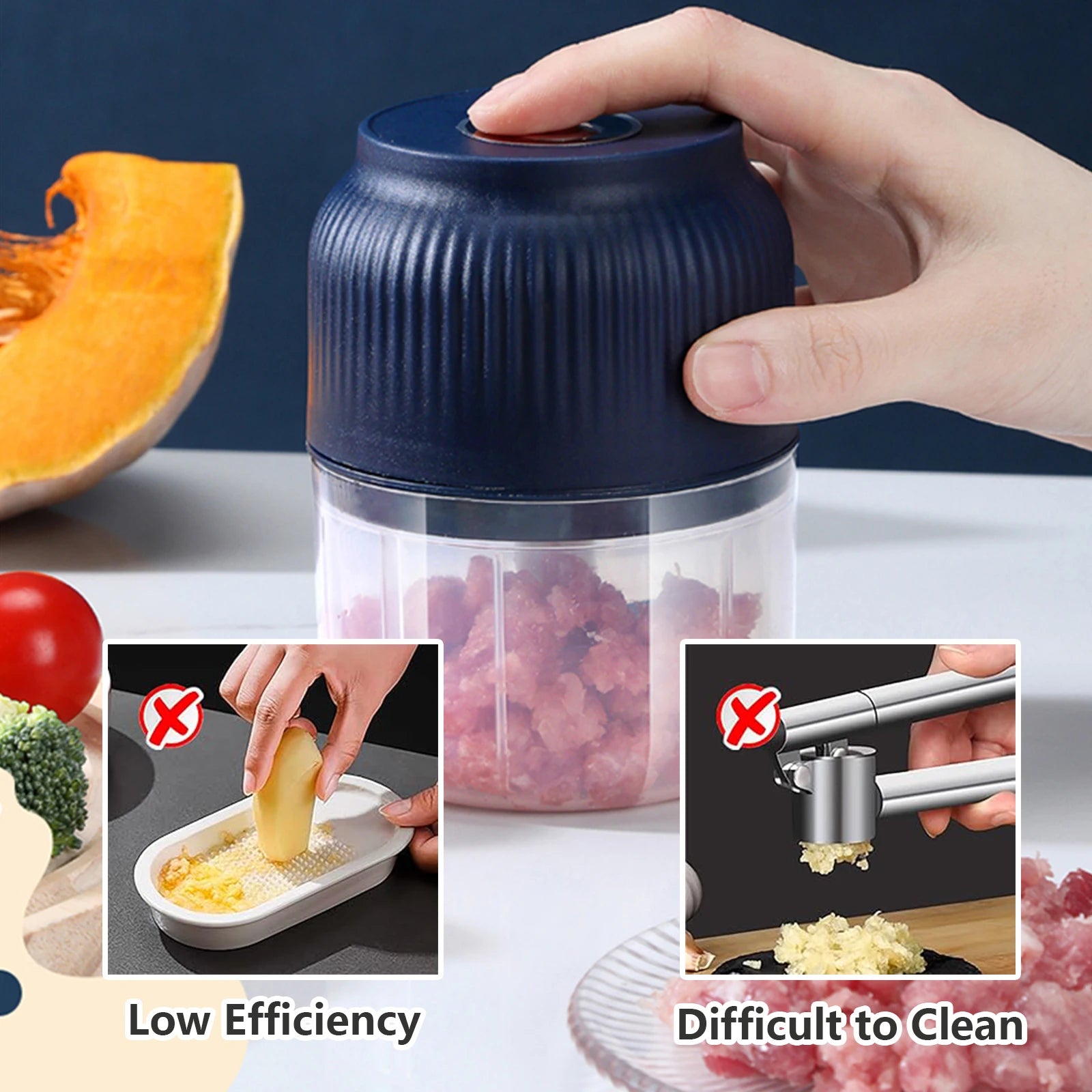 Electric Mini Garlic Chopper 250 ml USB Rechargeable
