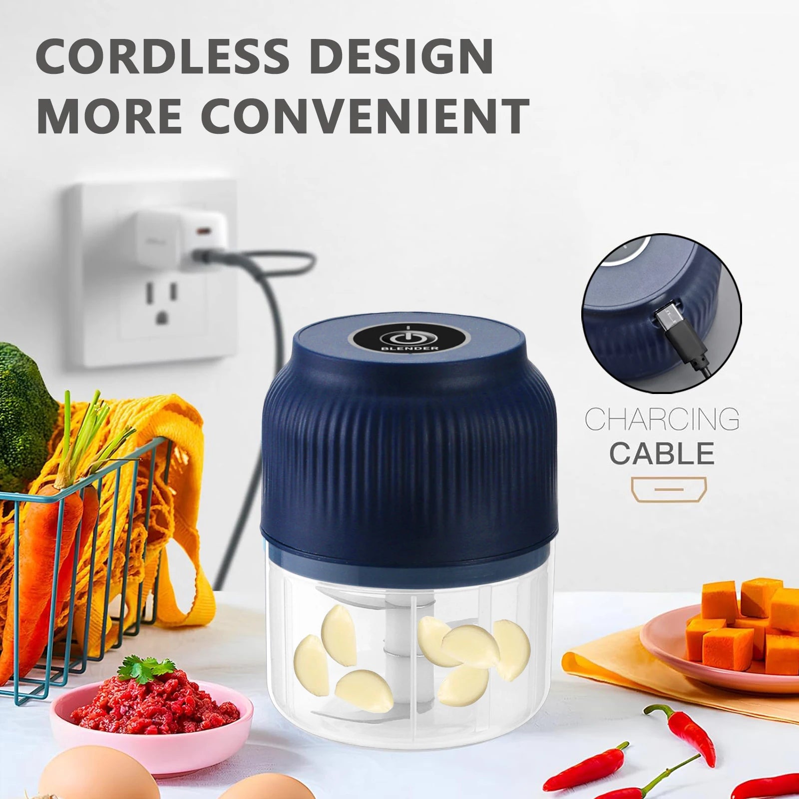 Electric Mini Garlic Chopper 250 ml USB Rechargeable