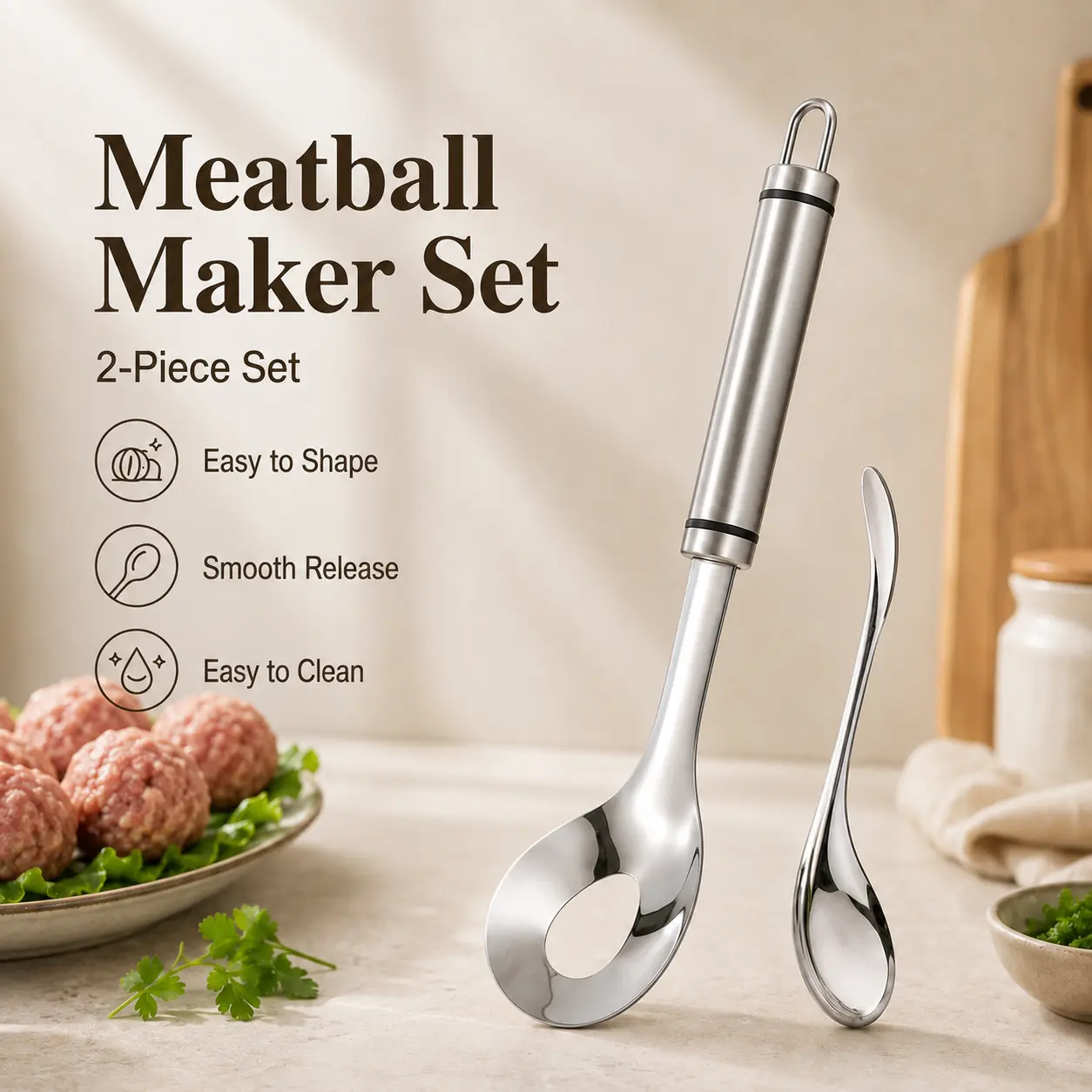 Cartivoe™ Stainless Steel Meatball Maker Scoop – Easy-Squeeze Press & Release Tool for Meatballs, Fish Balls & Shrimp Paste 🍽️
