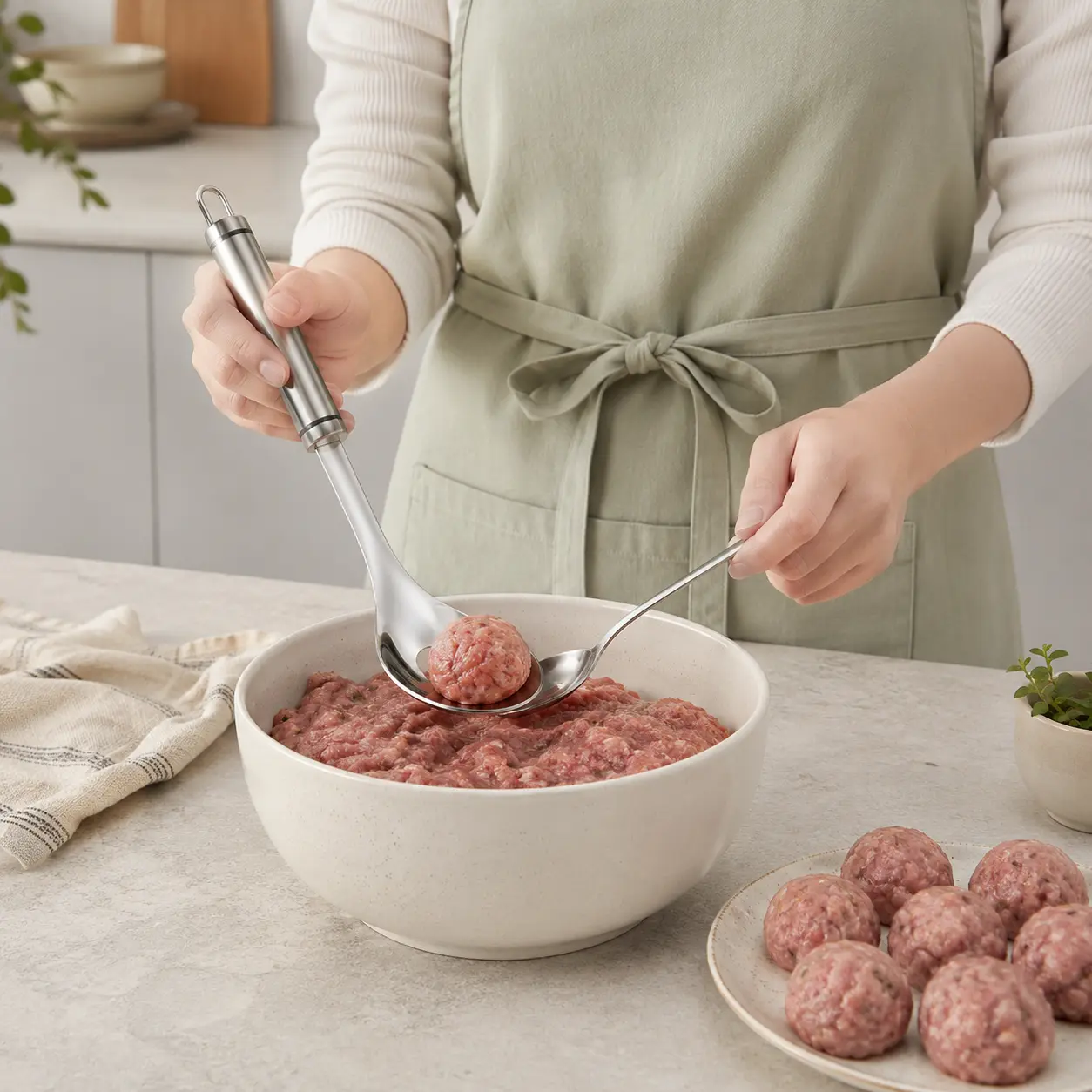 Cartivoe™ Stainless Steel Meatball Maker Scoop – Easy-Squeeze Press & Release Tool for Meatballs, Fish Balls & Shrimp Paste 🍽️