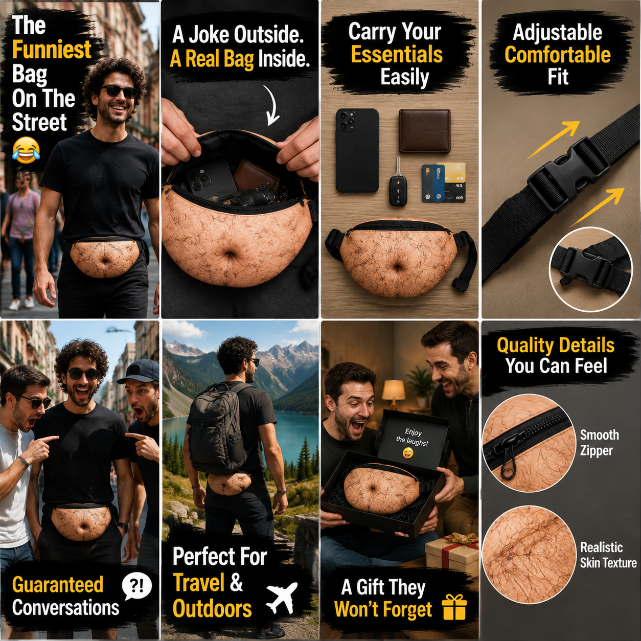 Funny Skin Illusion Waist Bag