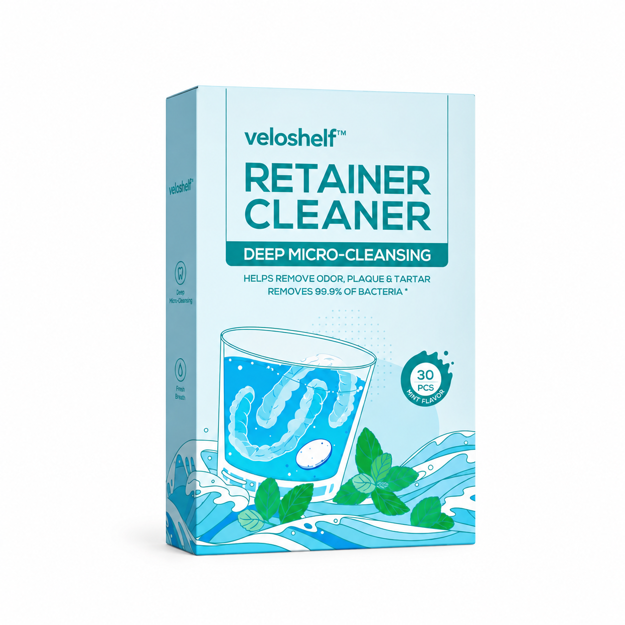 Veloshelf™4-in-1 Retainer Cleaning & Travel Case – Soaking Container with Drain Tray, Mirror & Brush for Aligners, Dentures & Mouthguards 🦷