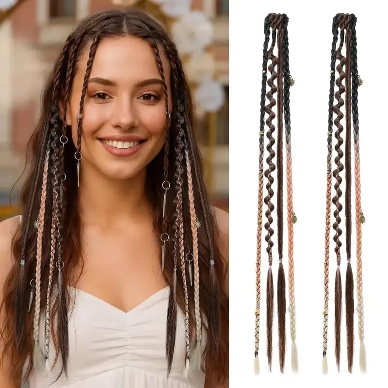 [Copy]🌿 Boho Beaded Clip-In Braids – Effortless Festival & Everyday Hair Transformation