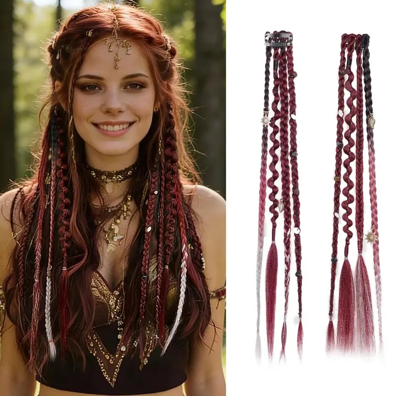 [Copy]🌿 Boho Beaded Clip-In Braids – Effortless Festival & Everyday Hair Transformation