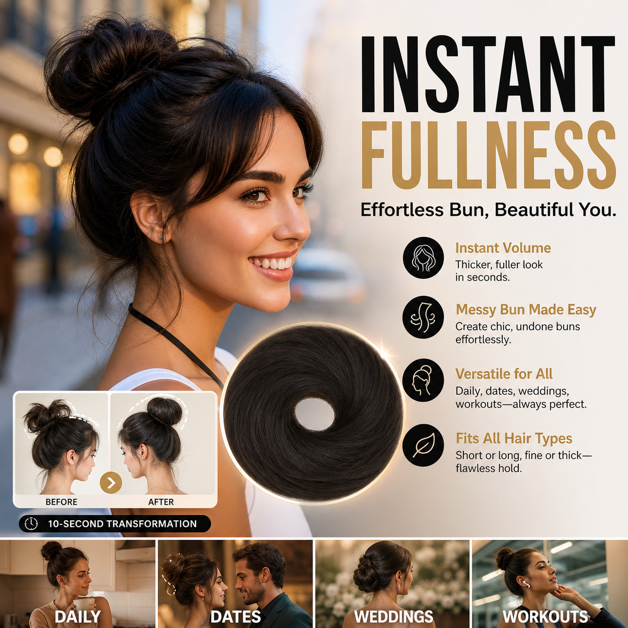 🏆 Last Day Special Price $17.99 ! 🔥✨ Create a Chic Messy Bun in Seconds 💖