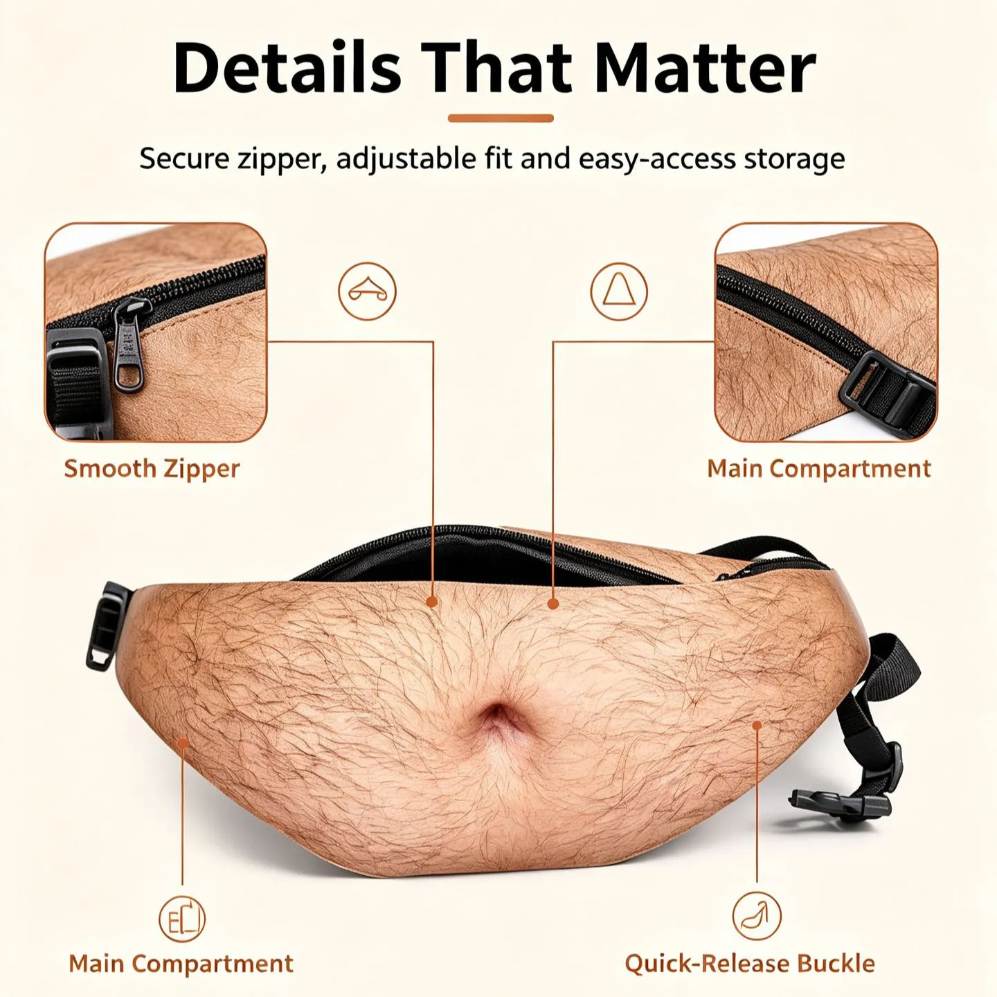 Funny Skin Illusion Waist Bag