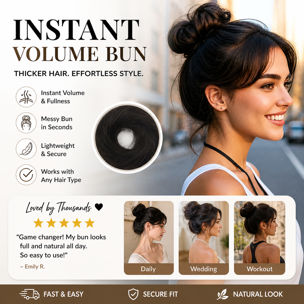🏆 Last Day Special Price $17.99 ! 🔥✨ Create a Chic Messy Bun in Seconds 💖