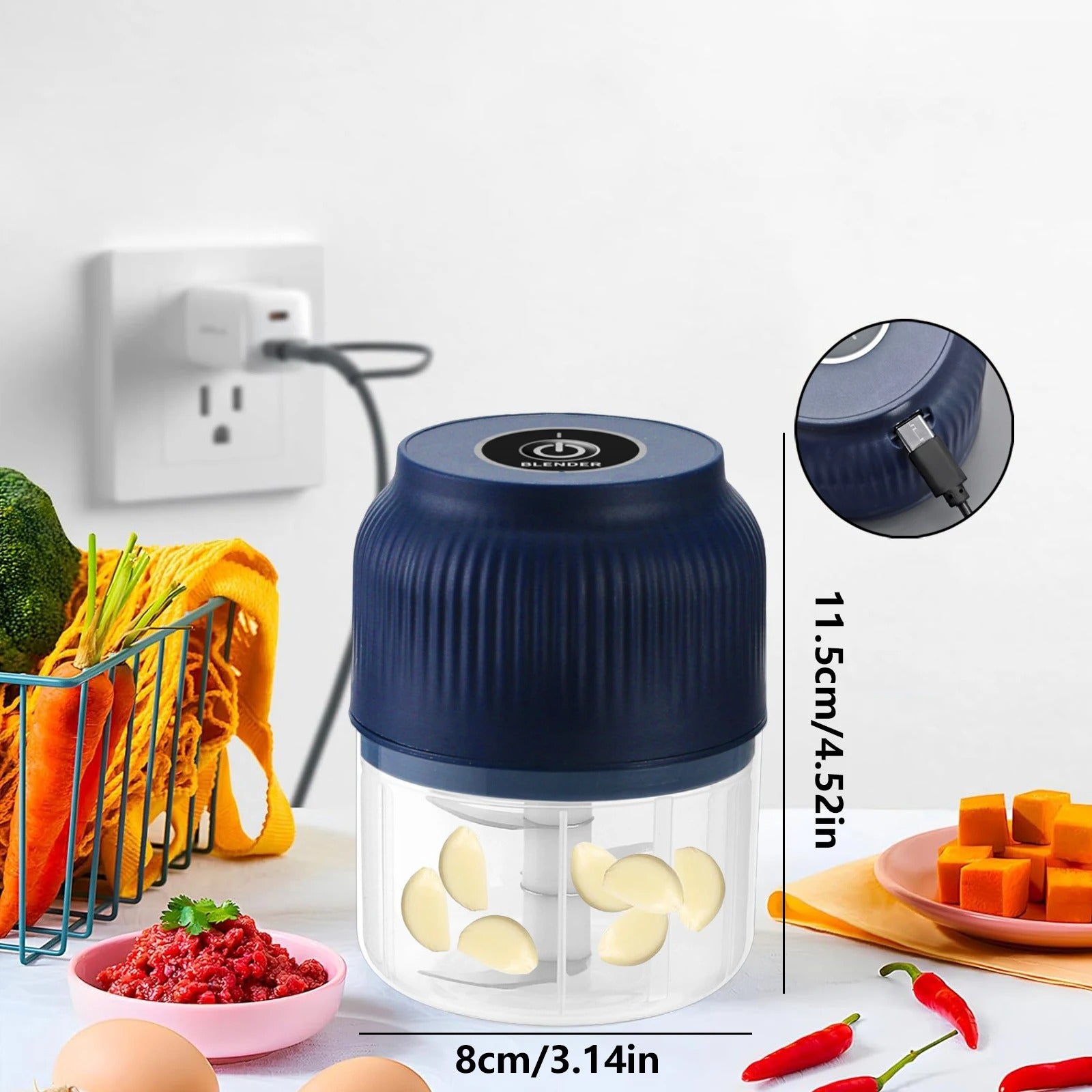 Electric Mini Garlic Chopper 250 ml USB Rechargeable
