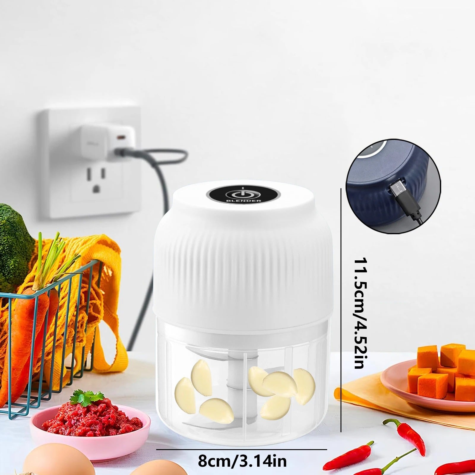 Electric Mini Garlic Chopper 250 ml USB Rechargeable