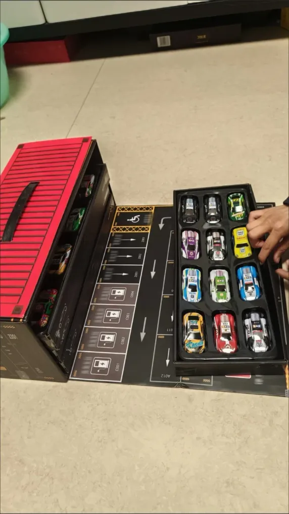 Customer playing with toy cars