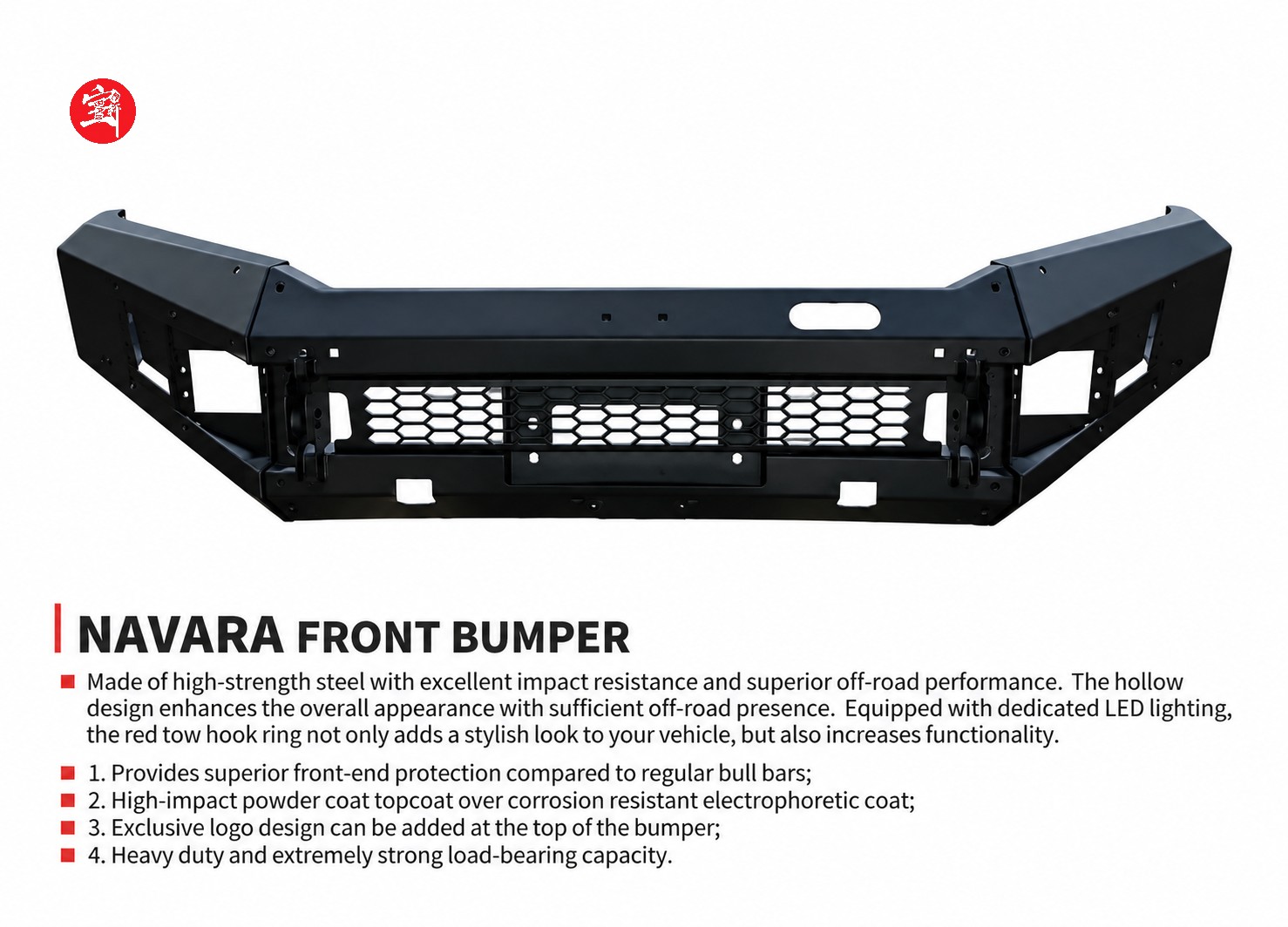 Plastic Front Guard with LED Light, High-Grade ABS, Impact-Resistant, Anti-Aging, Easy Off-Road Installation