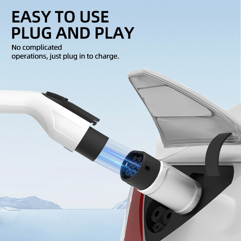 GB/T to Type 2 EV Charging Adapter, AC Slow Charging, Plug-and-Play, Portable Design