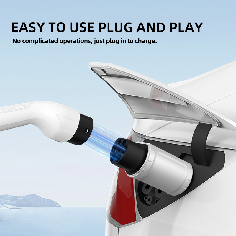 Type 2 to Type 1 EV Charging Adapter, 220V, AC Slow Charging, Plug-and-Play, Portable