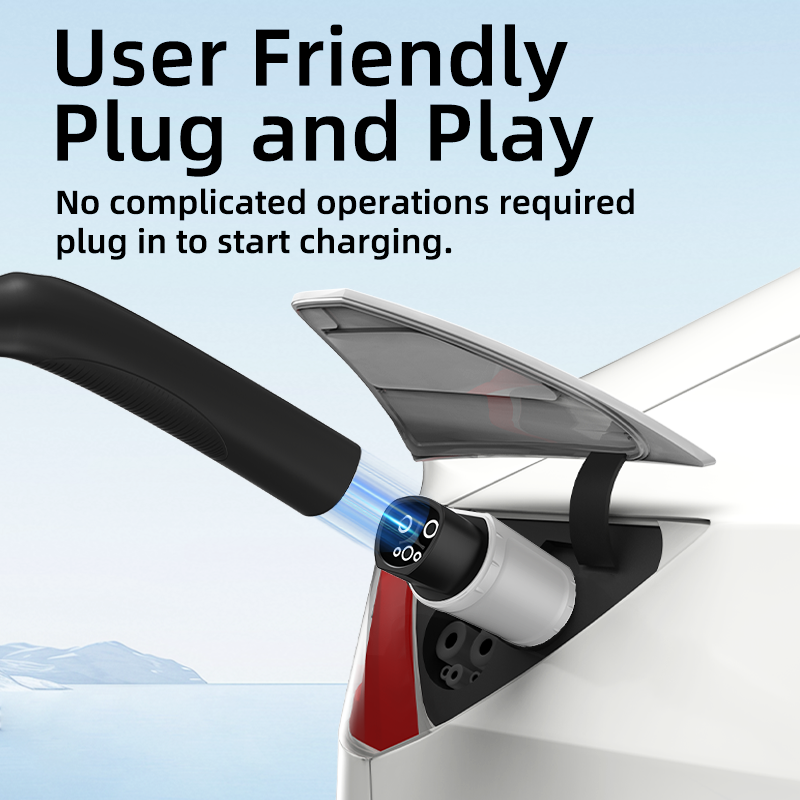 NACS to Type 2 EV Charging Adapter, 220V, AC Slow Charging, Plug-and-Play, Portable Design