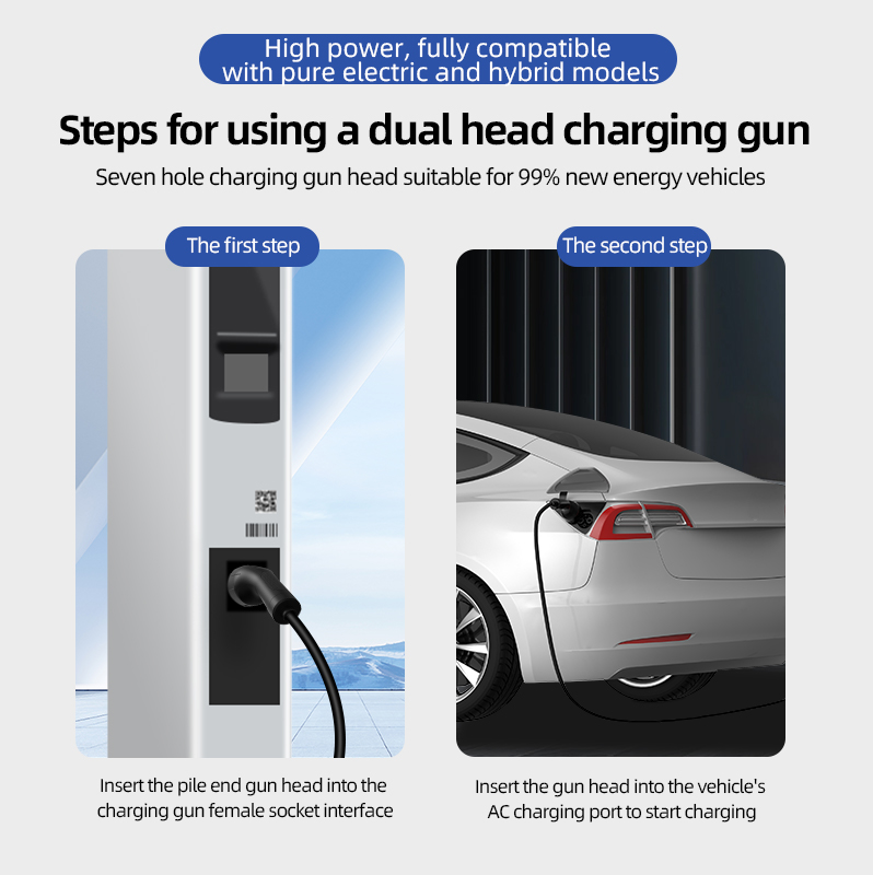 3.5kW/7kW/11kW/22kW Dual-Head EV Charging Gun, EU Standard, Type 2, OEM/ODM