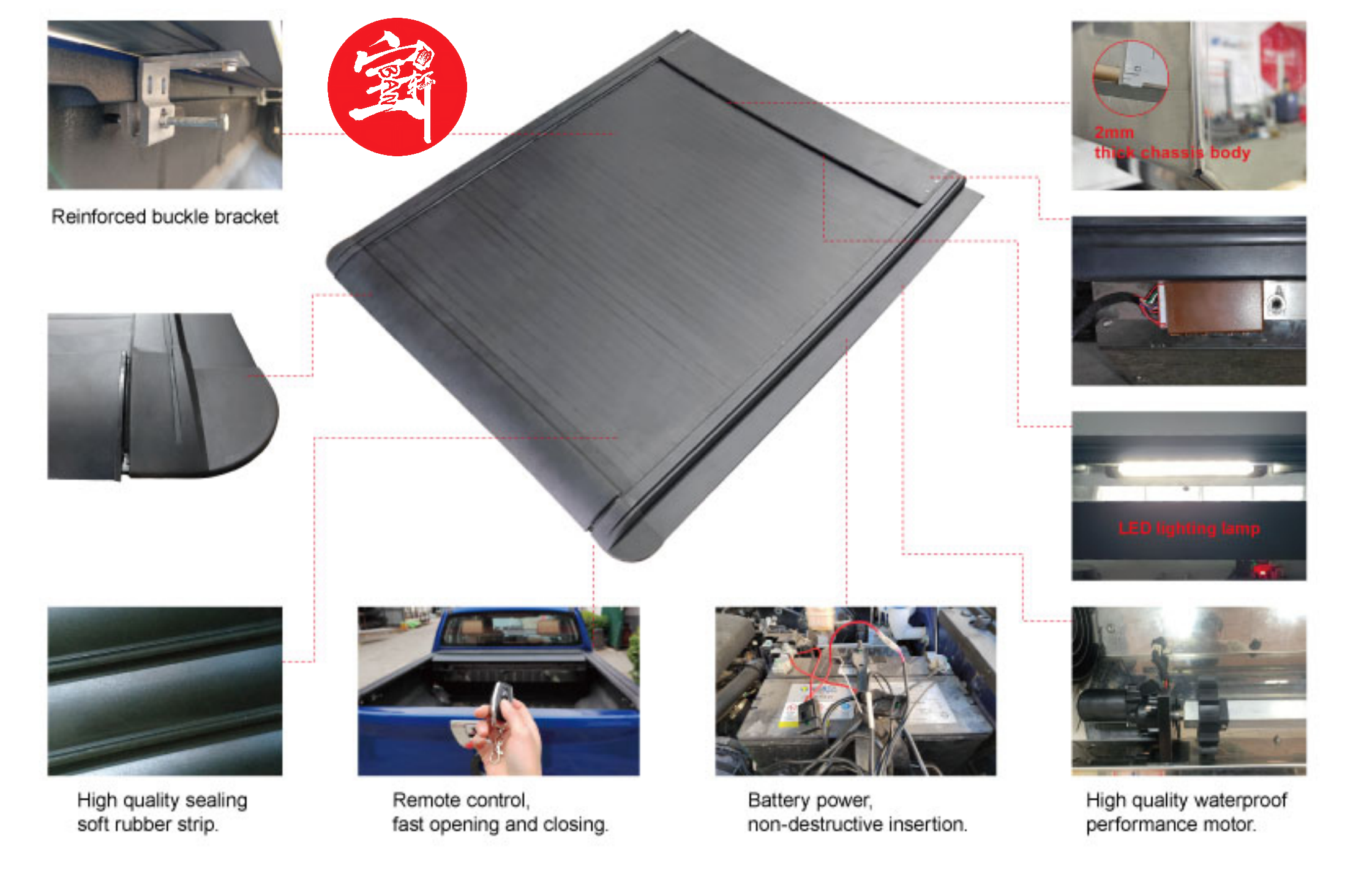 Factory Direct Aluminum Roller Shutter Tonneau Cover with Fast Water Drainage Design