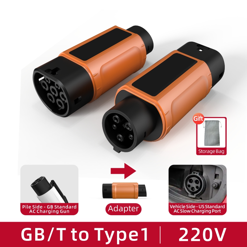 GB/T to Type 1 EV Charging Adapter, 220V, AC Slow Charging, Portable Design
