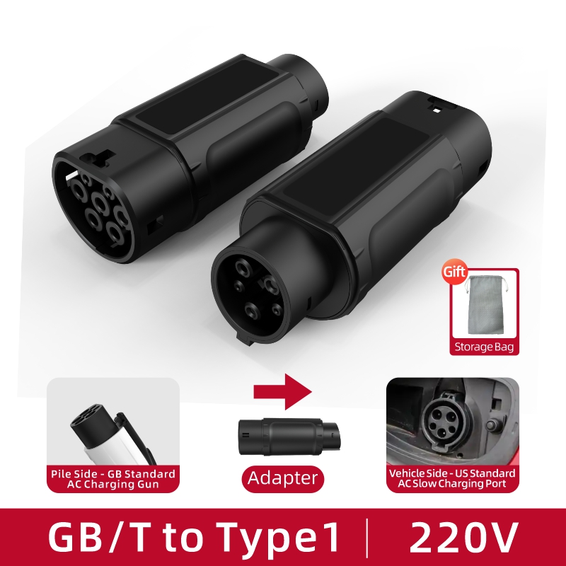 GB/T to Type 1 EV Charging Adapter, 220V, AC Slow Charging, Portable Design