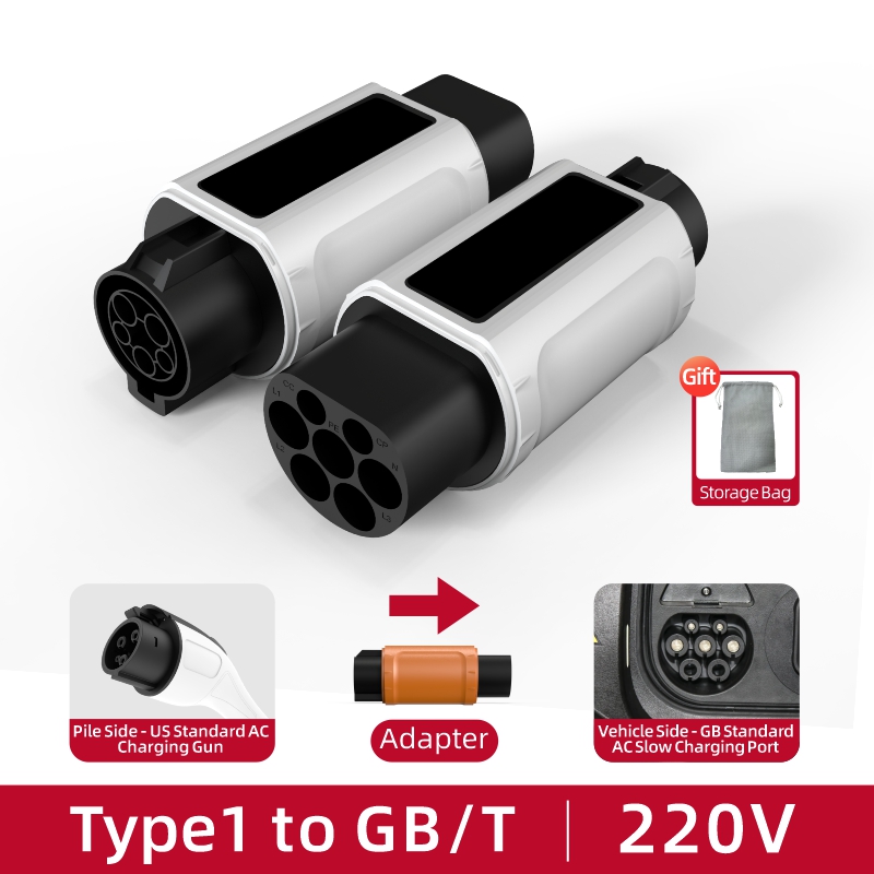 Type 1 to GB/T EV Charging Adapter, 220V, AC Slow Charging, Plug-and-Play, Portable Design