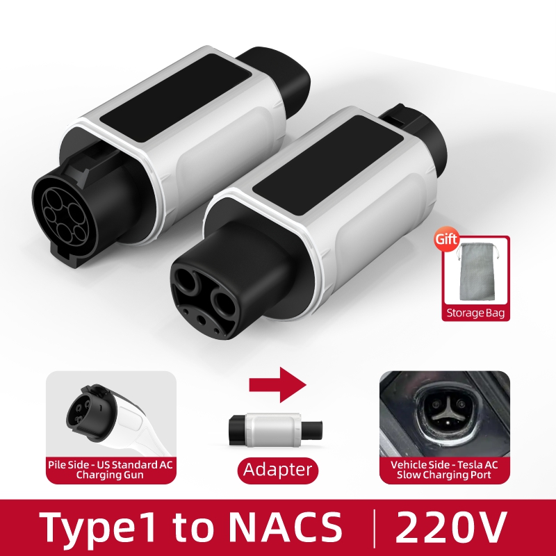 Type 1 to NACS EV Charging Adapter, 220V, AC Slow Charging, Plug-and-Play, Portable Design