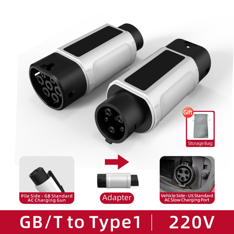 GB/T to Type 1 EV Charging Adapter, 220V, AC Slow Charging, Portable Design