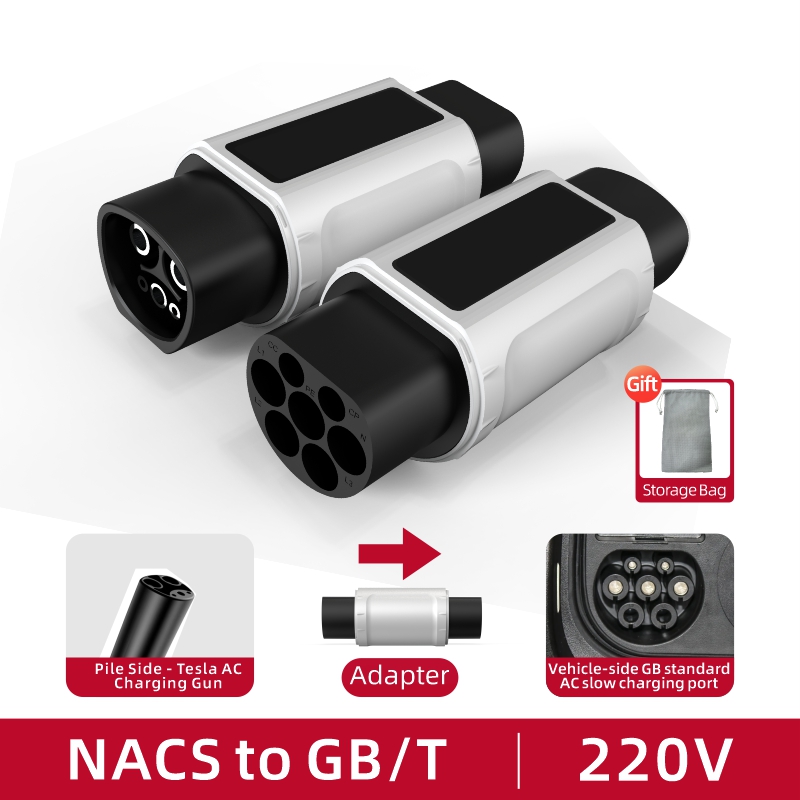 NACS to GB/T EV Charging Adapter, 220V, AC Slow Charging, Plug-and-Play, Portable Design
