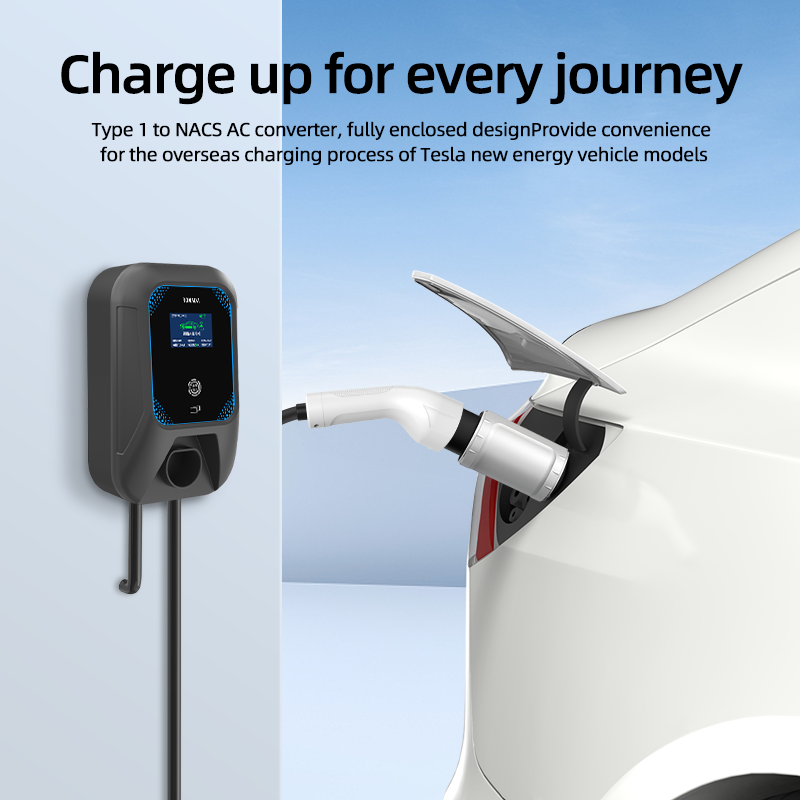 Type 1 to NACS EV Charging Adapter, 220V, AC Slow Charging, Plug-and-Play, Portable Design