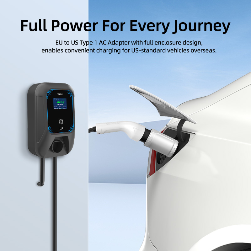 Type 2 to Type 1 EV Charging Adapter, 220V, AC Slow Charging, Plug-and-Play, Portable